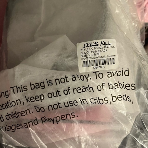 NWT - Current Mood Wicked Way Chain Stuffed Mini Duffel Bag Pink - Picture 8 of 9